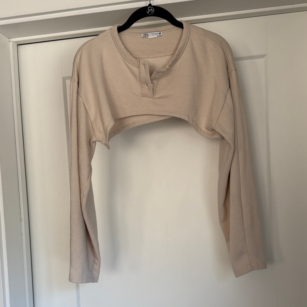Zara Cream Long Sleeve Shrug Top